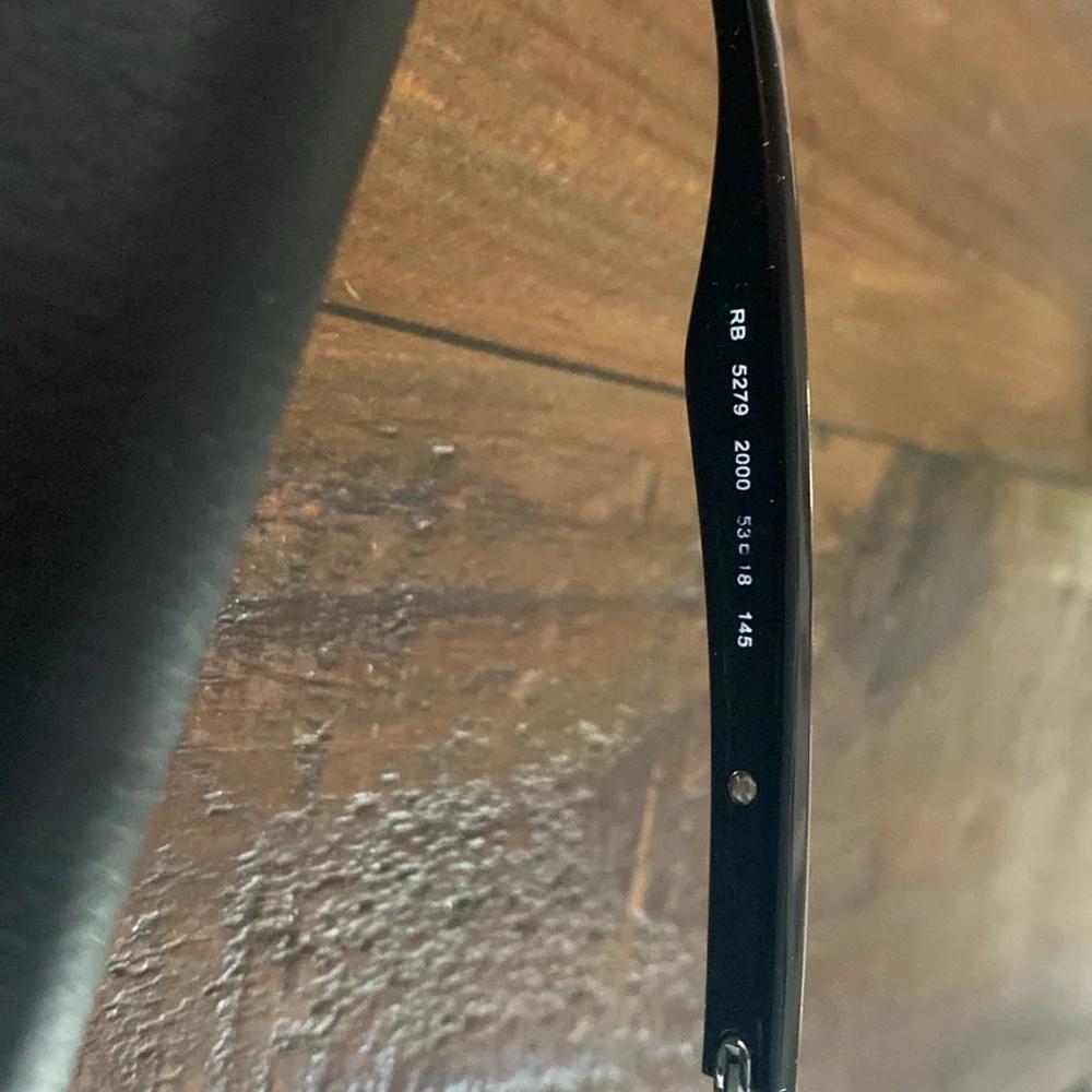 Ray Ban, Shiny (not matte) Black Rectangular Glasses with Case - Picture 3 of 5